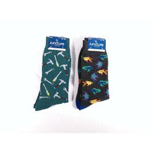 2 Pairs Tools And Fishing Novelty Hobbies Crew Socks 6-12 Mens